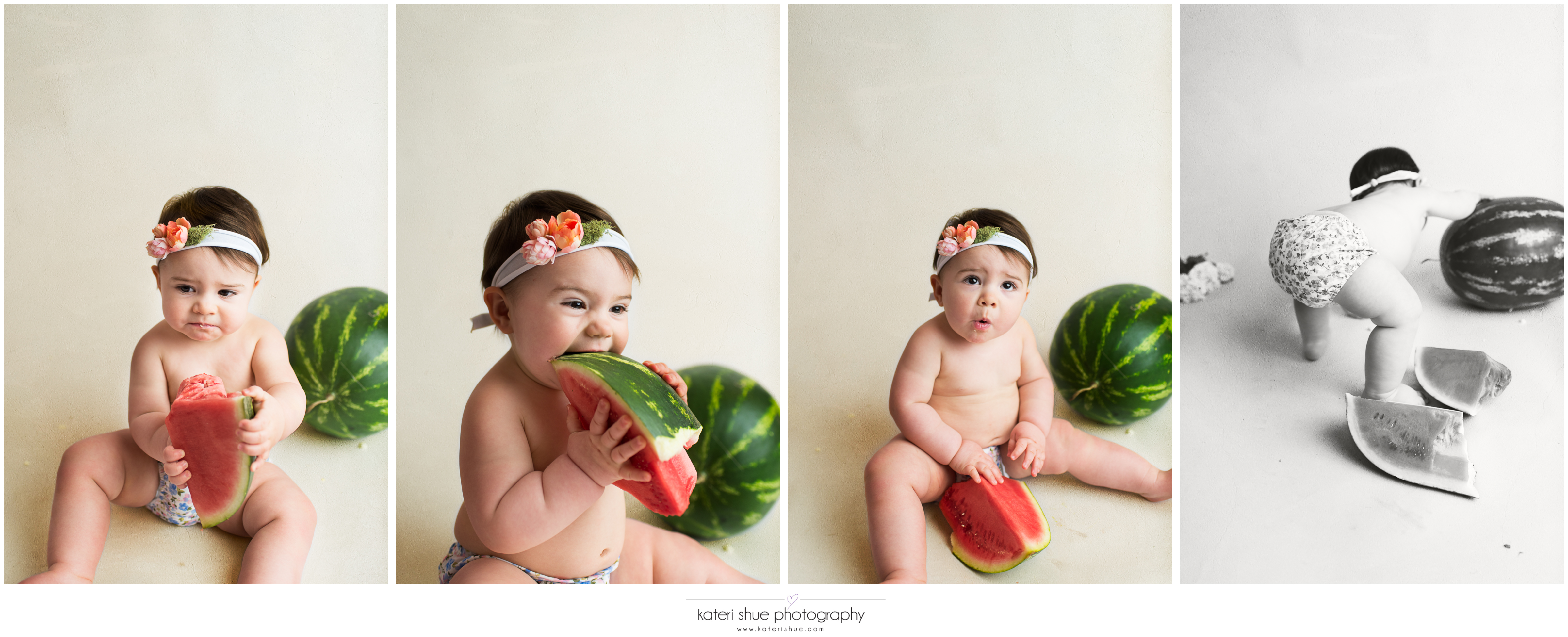 lillian, metro detroit, motherhood photographer, one year, milestone, flowers, watermelon smash, unique, michigan